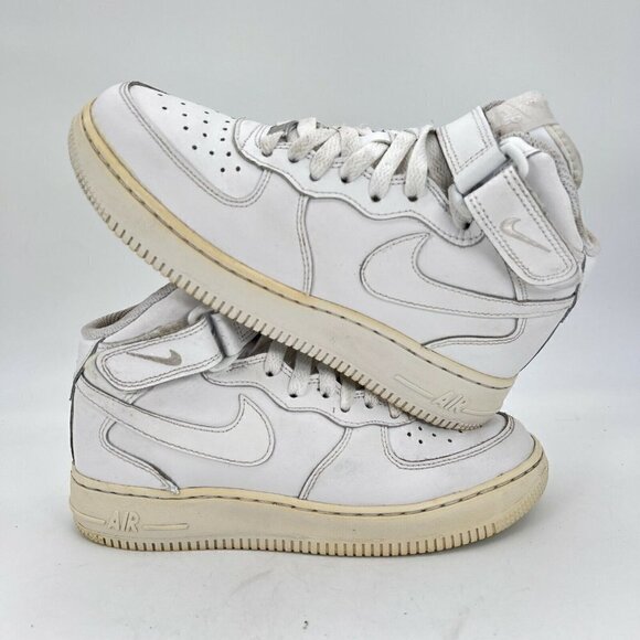 Nike Air Force 1 Mid Af1 Triple White Youth Sneaker Shoes 314195-113 Size 4Y - Picture 8 of 12